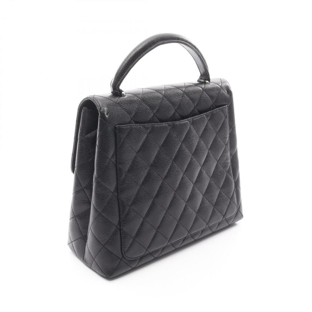 Chanel Black Calfskin Cowhide Matelasse Handbag Black